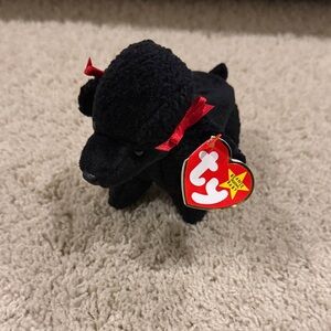 Ty Black Plush Dog with Red Bows - "Gigi"